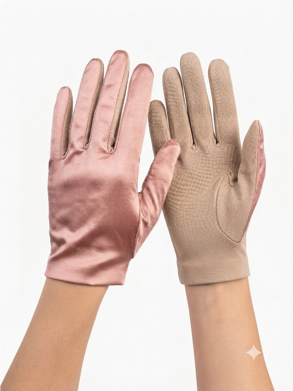 Vintage 60s Mid-Century Blush Pink Satin Day Gloves